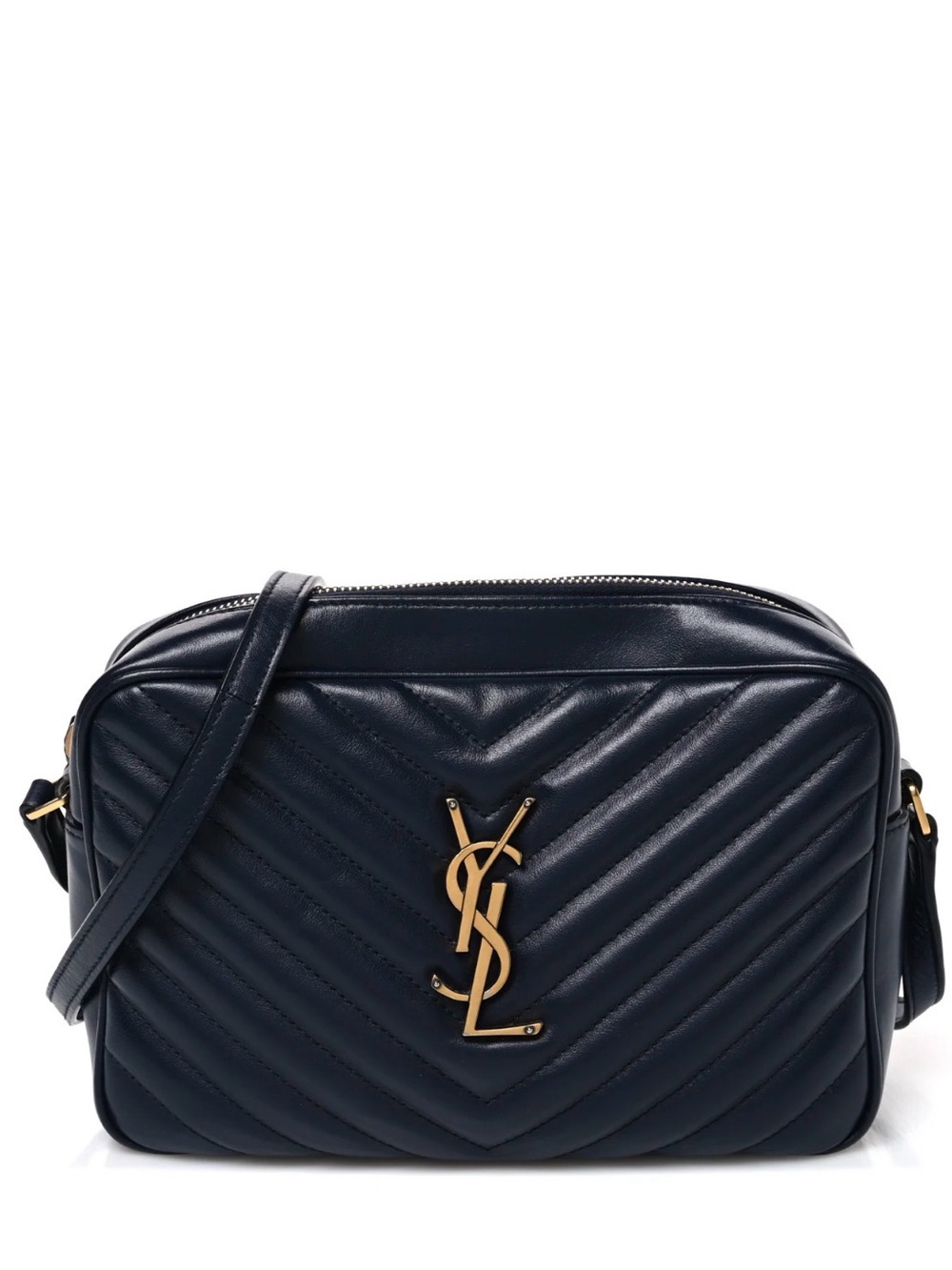 SAINT LAURENT
Calfskin Matelasse Monogram Lou Camera Bag Deep Marine
